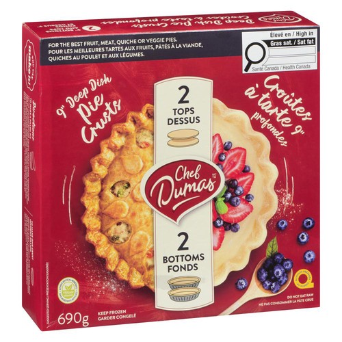 Chef Dumas 9 Inches Deep Dish Pie Crusts 690 g (frozen)