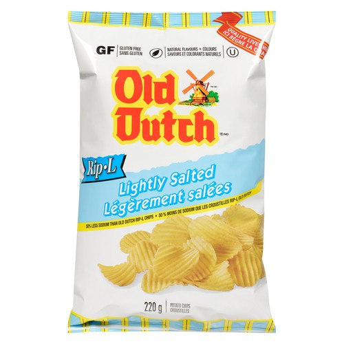 Old Dutch Rip-L Potato Chips Lightly Salted 220 g