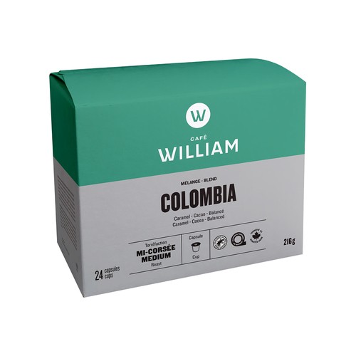 Café William Coffee Pods Colombia Medium Roast 24 Cups 216 g