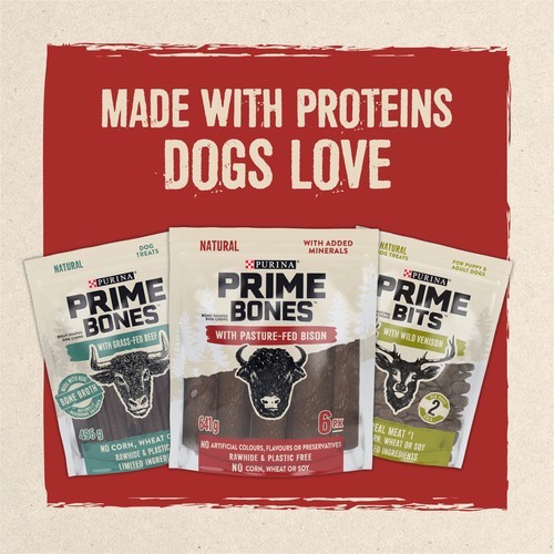 Prime Bones Dog Treats With Pasture-Fed Bison Bone-Shaped Dog Chews 320 g