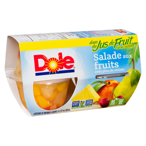 Dole Fruit Cup In Fruit Juice Cherry 4 x 107 ml