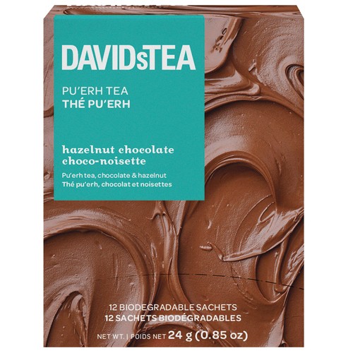 DAVIDsTEA Pu'erh Tea Hazelnut Chocolate 12 Sachets 24 g