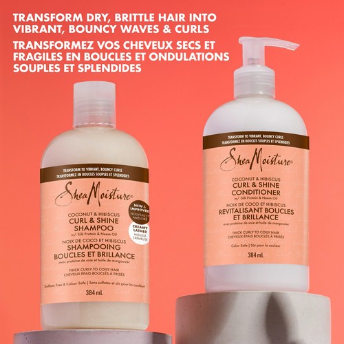 SheaMoisture Curl & Shine Conditioner For Thick Curly Hair Coconut & Hibiscus 384 ml