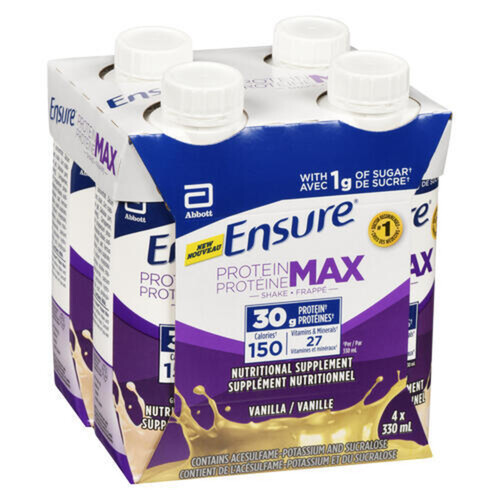 Ensure Protein Max 30 Grams Shake Nutritional Supplement Vanilla 4 x 330 ml