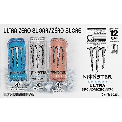 Monster Ultra Zero Sugar Energy Drink Variety Pack 12 x 473 ml (cans)