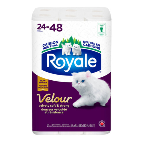 Royale Velour Toilet Paper 2-Ply 24 Rolls x 142 Sheets