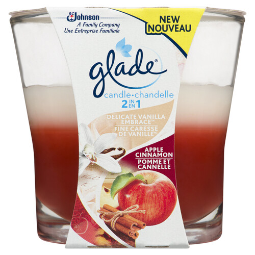 Glade 2in1 Scented Candle Air Freshener Vanilla Embrace & Apple Cinnamon 1 Pack