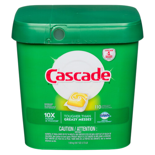 Cascade Dishwasher Detergent Action Packs Lemon 110 EA