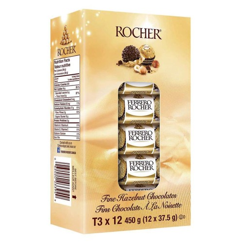 Ferrero Rocher Chocolate Fine Hazelnut 12 x 37.5 g