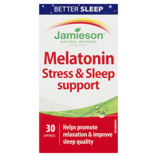 Jamieson Melatonin Supplements Stress & Sleep Support Capsules 30 Count