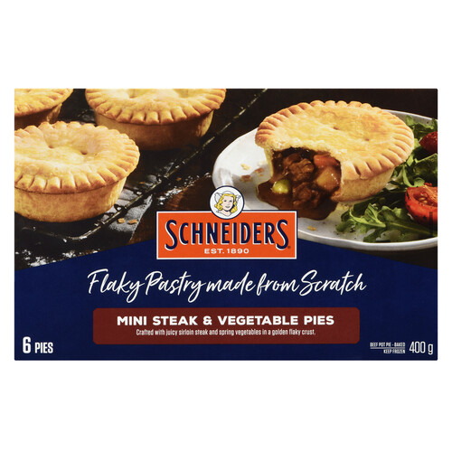 Schneiders Frozen Mini Steak & Vegetable Pies 400 g