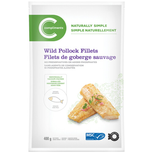 Compliments Naturally Simple Frozen Wild Pollock Fillets 400 g 