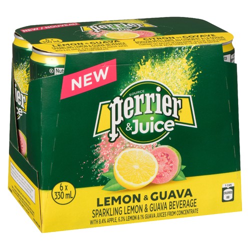 Perrier Sparkling Water Lemon & Guava 6 x 330 ml (cans)