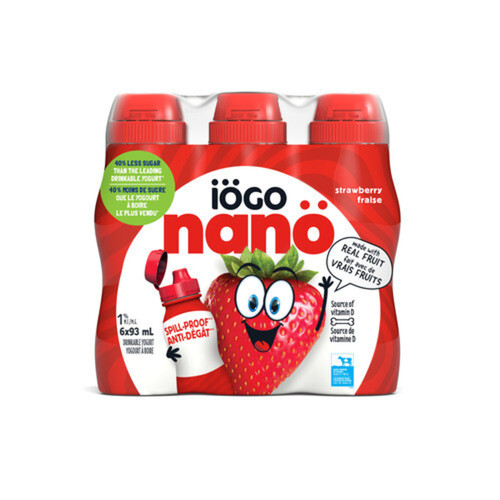 iÖGO Nanö 1% Drinkable Yogurt Strawberry 6 x 93 ml