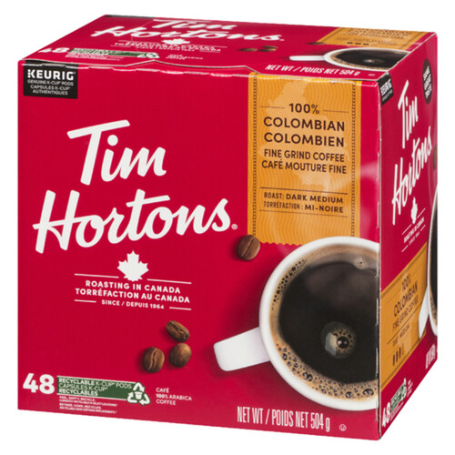 Tim Hortons Coffee 100% Colombian Dark Medium 48 K-Cups 504 g