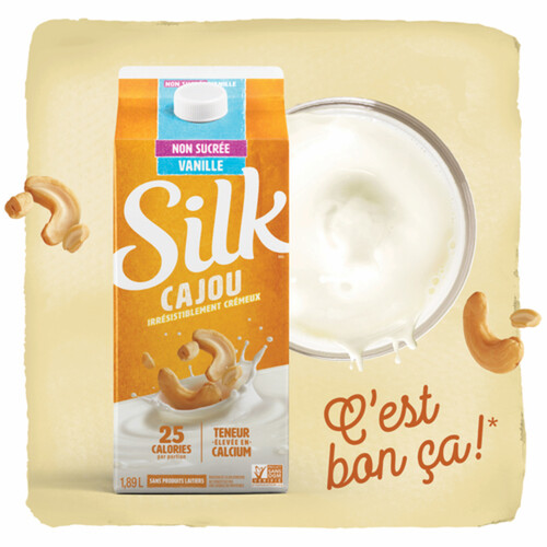 Silk Dairy-Free Creamy Cashew Beverage Unsweetened Vanilla Flavour 1.89 L