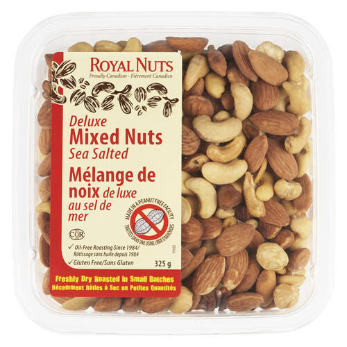 Royal Nuts Gluten-Free Deluxe Mixed Nuts Dry Roasted Sea Salted 325 g