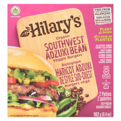 Hilary's Eat Well Organic Gluten - Free Frozen Veggie Burger Adzuki Bean 182 g