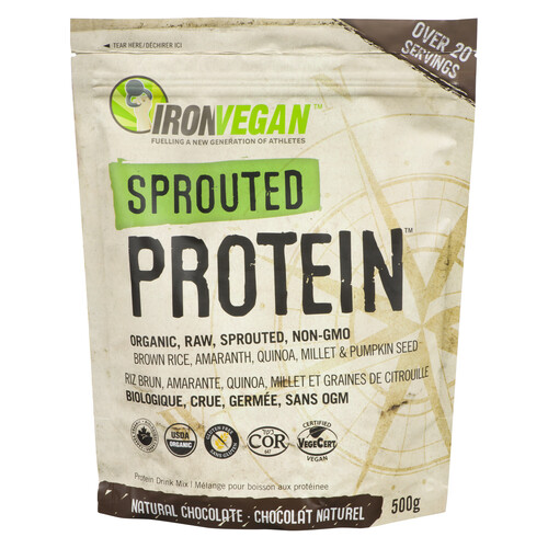 Iron Vegan Sprouted Protein Powder Natural Chocolate 500 g