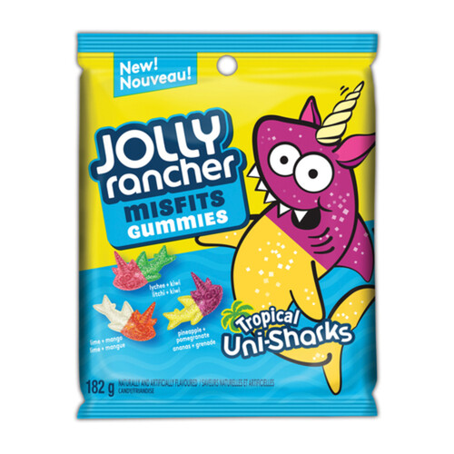 Jolly Rancher Misfits Gummies Tropical Uni-Sharks Candy 182 g