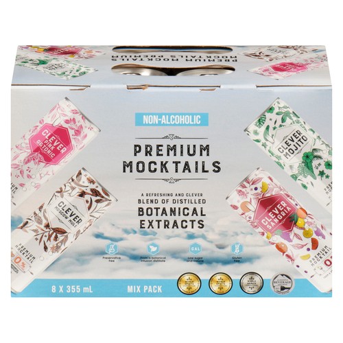 Clever Premium Mocktails Mix Pack 8 x 355 ml (cans)