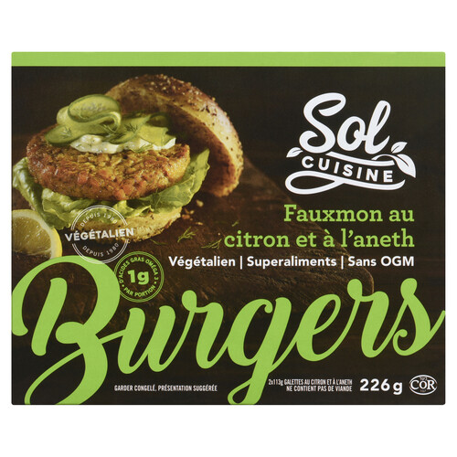 Sol Cuisine Frozen Vegan Burgers Lemon Dill Salm'n 226 g