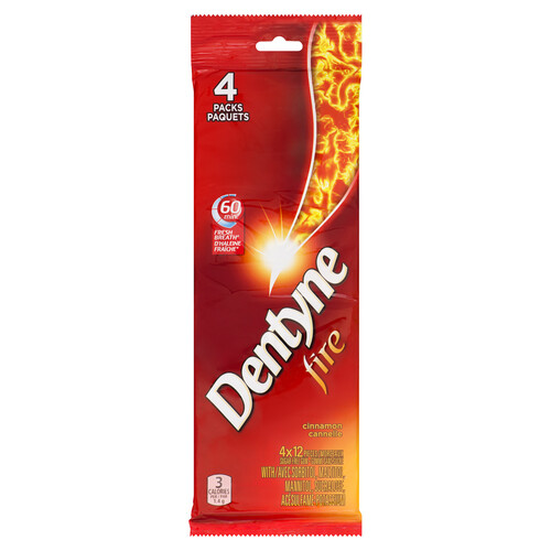 Dentyne Gum Sugar Free Fire Cinnamon 4 Pack