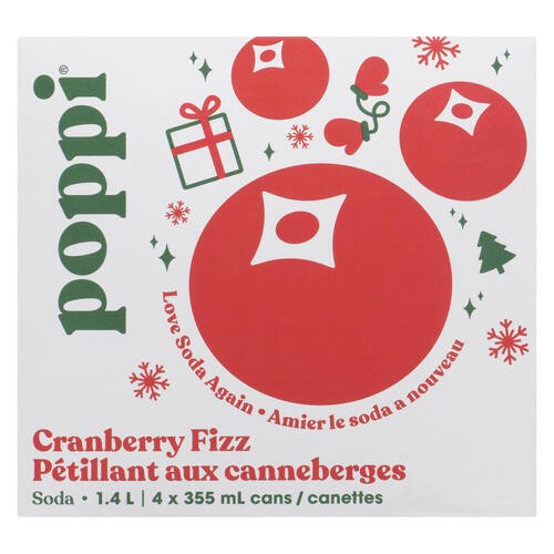 Poppi Soda Cranberry Fizz 4 x 355 ml (cans)
