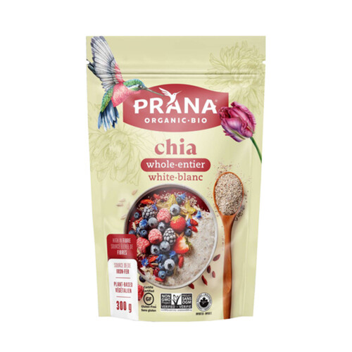 Prana Organic Whole Chia Seeds White 300 g