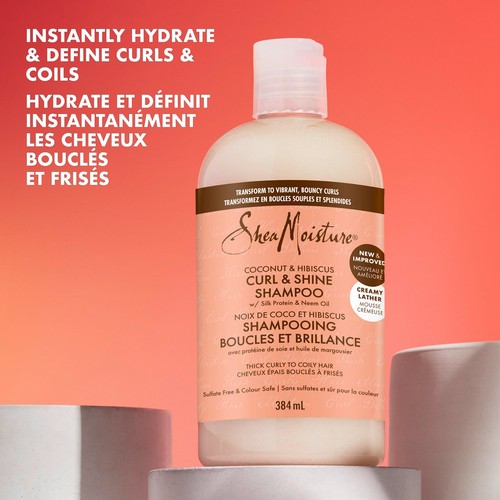 SheaMoisture Curl And Shine Shampoo For Thick Curly Hair Coconut & Hibiscus  384 ml