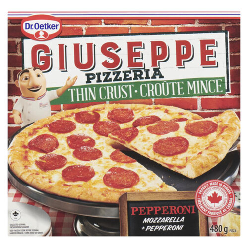 Dr. Oetker Giuseppe Pizzeria Frozen Thin Crust Pizza Pepperoni 480 g