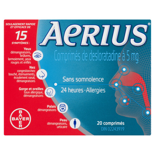 Aerius 24 Hour Allergy Tablets 5 mg 20 EA