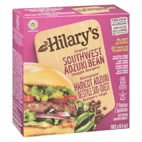 Hilary's Eat Well Organic Gluten - Free Frozen Veggie Burger Adzuki Bean 182 g