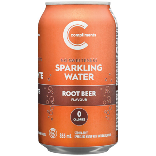 Compliments Sparkling Water Root Beer 355 ml (can)