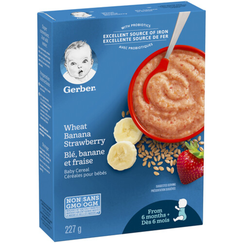 Gerber Stage 2 Baby Cereal Wheat, Banana & Strawberry 227 g