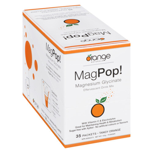 Orange Naturals MagPop! Effervescent Drink Nutritional Supplements Tangy Orange 35 Packets 