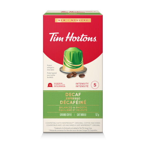 Tim Hortons Coffee Capsules Espresso Decaf 10 EA