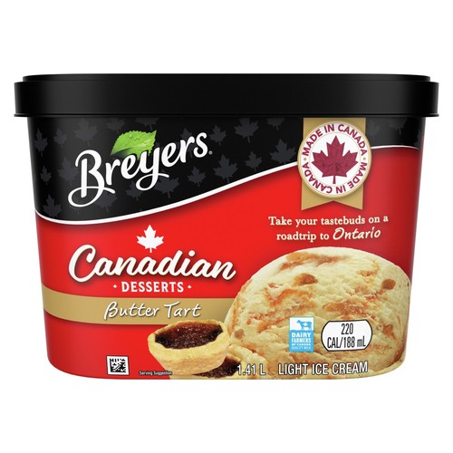 Breyers Canadian Desserts Butter Tart Light Ice Cream Locally Inspired 1.41 L