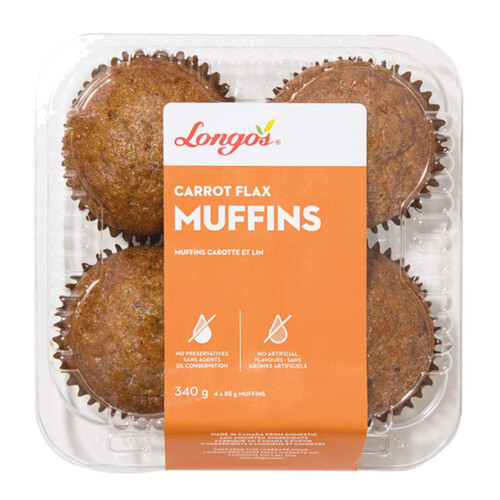 Longo's Muffins Carrot Flax 4 Pack 340 g 