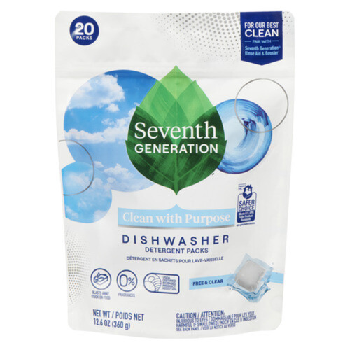 Seventh Generation Dishwasher Detergent Packs Free And Clear 20 Count