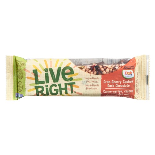 Dole Live Right Bar Cranberry-Cherry Cashew Dark Chocolate 12 EA