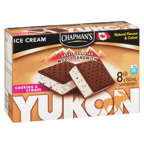 Chapman's Great Canadian Yukon Cookies And Cream Ice Cream Sandwiches 8 EA