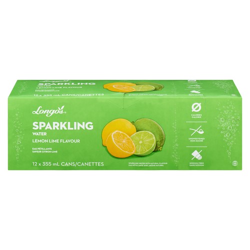 Longo's Sparkling Water Lemon Lime 12 x 355 ml (cans)