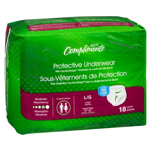 Compliments Unisex Protective Underwear L 18 Count