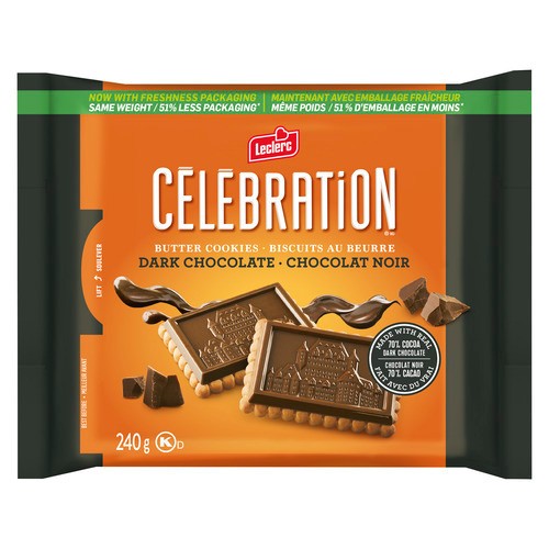 Leclerc Celebration Butter Cookies 70% Cocoa Dark Chocolate 240 g