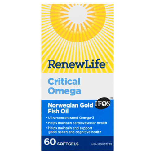 Renew Life Critical Omega Fish Oil Norwegian Gold Softgels 60 Count