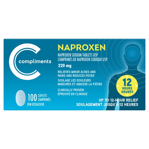 Compliments Naproxen Sodium 220 mg Caplets 100 Count