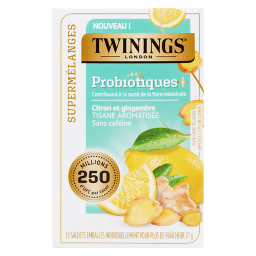 Twinings Probiotic Tea Lemon Ginger 18 Tea Bags