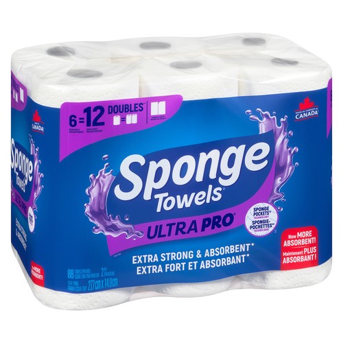 Sponge Towels Paper Towel Ultra Pro 2-Ply 6 Double Rolls x 88 Sheets