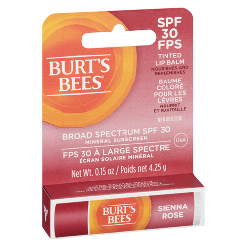 Burt's Bees Lip Balm SPF30 Tinted Sienna Rose 4.25 g